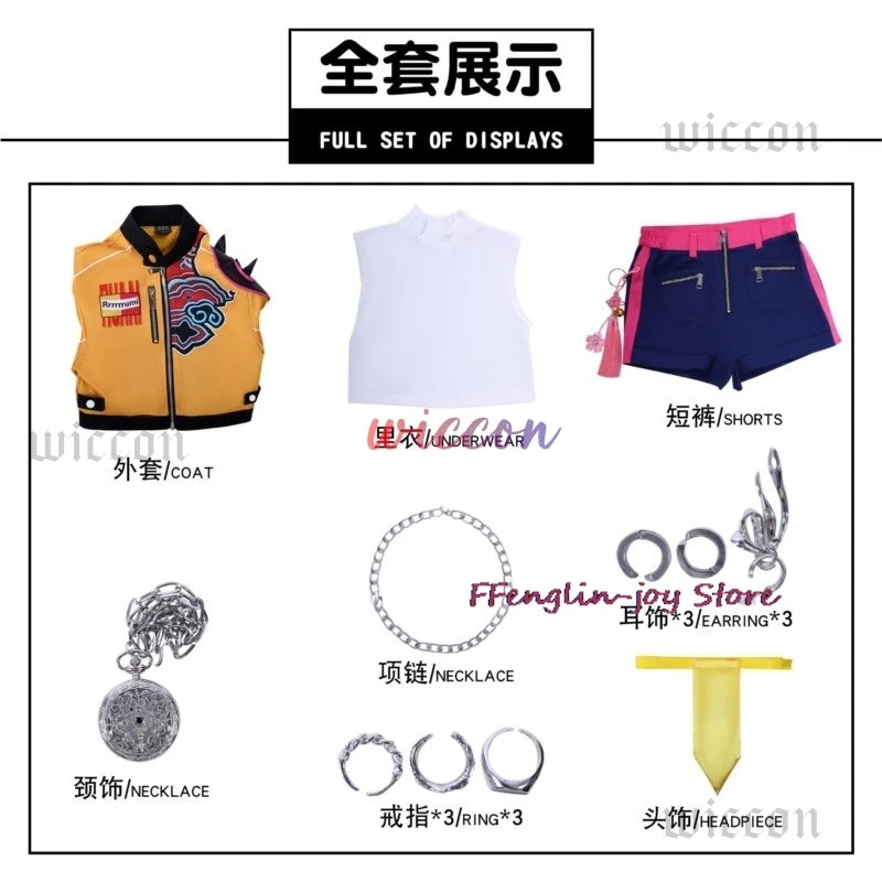 Huntrix Group Rumi Zoey Cosplay Anime Devil Hunters Mira Costume Coat Earrings Accessories Set Halloween Party Outfit for Woman