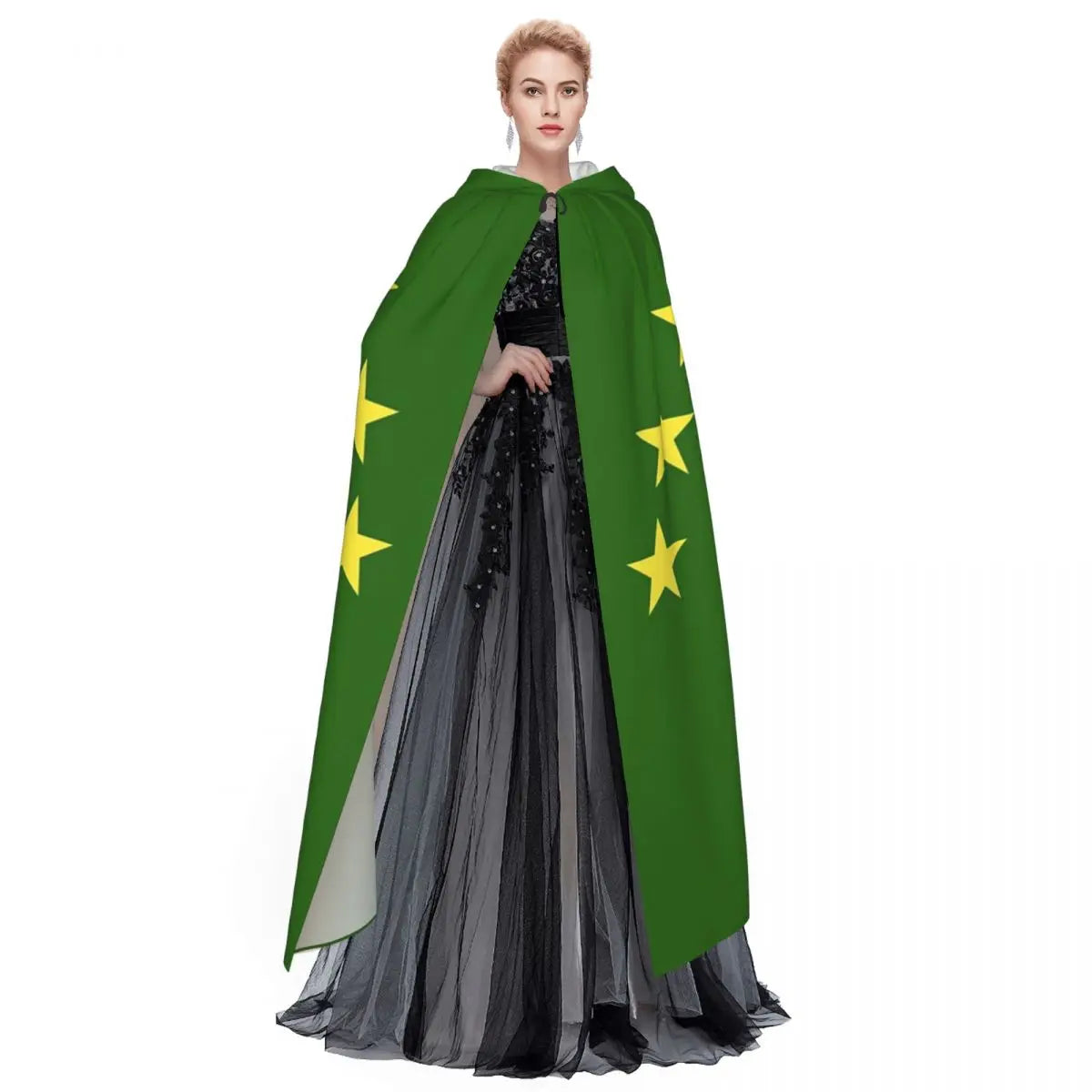 Adiga Flag Gift For Circassian Great Adygea Long Hooded Cloak Witch Medieval Costume Cosplay Cape HalloweenCoat Adult Unisex