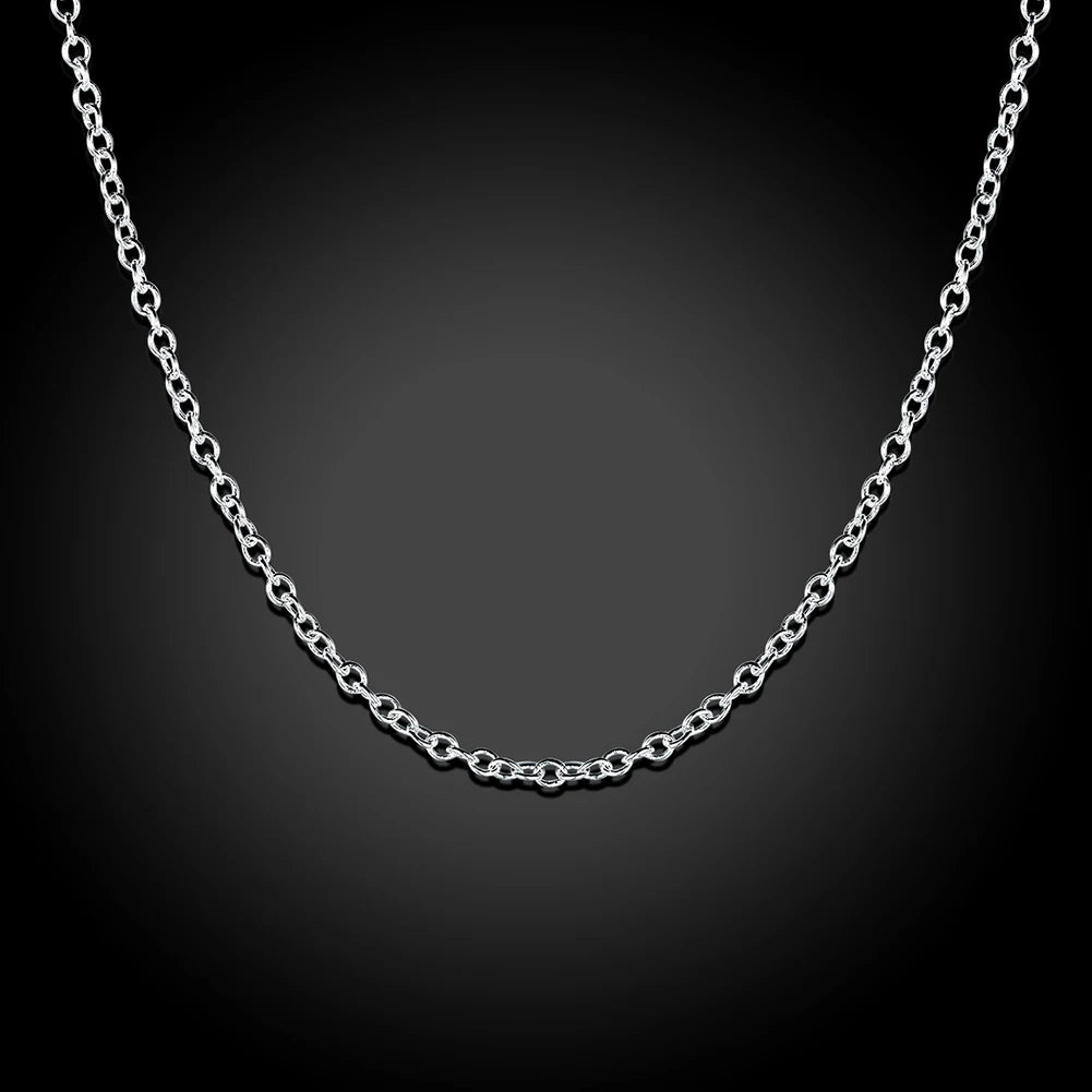 10pcs/Lot 925 sterling silver circle chain necklace for women 45-60CM fashion party wedding Jewelry Christmas gifts  pendant