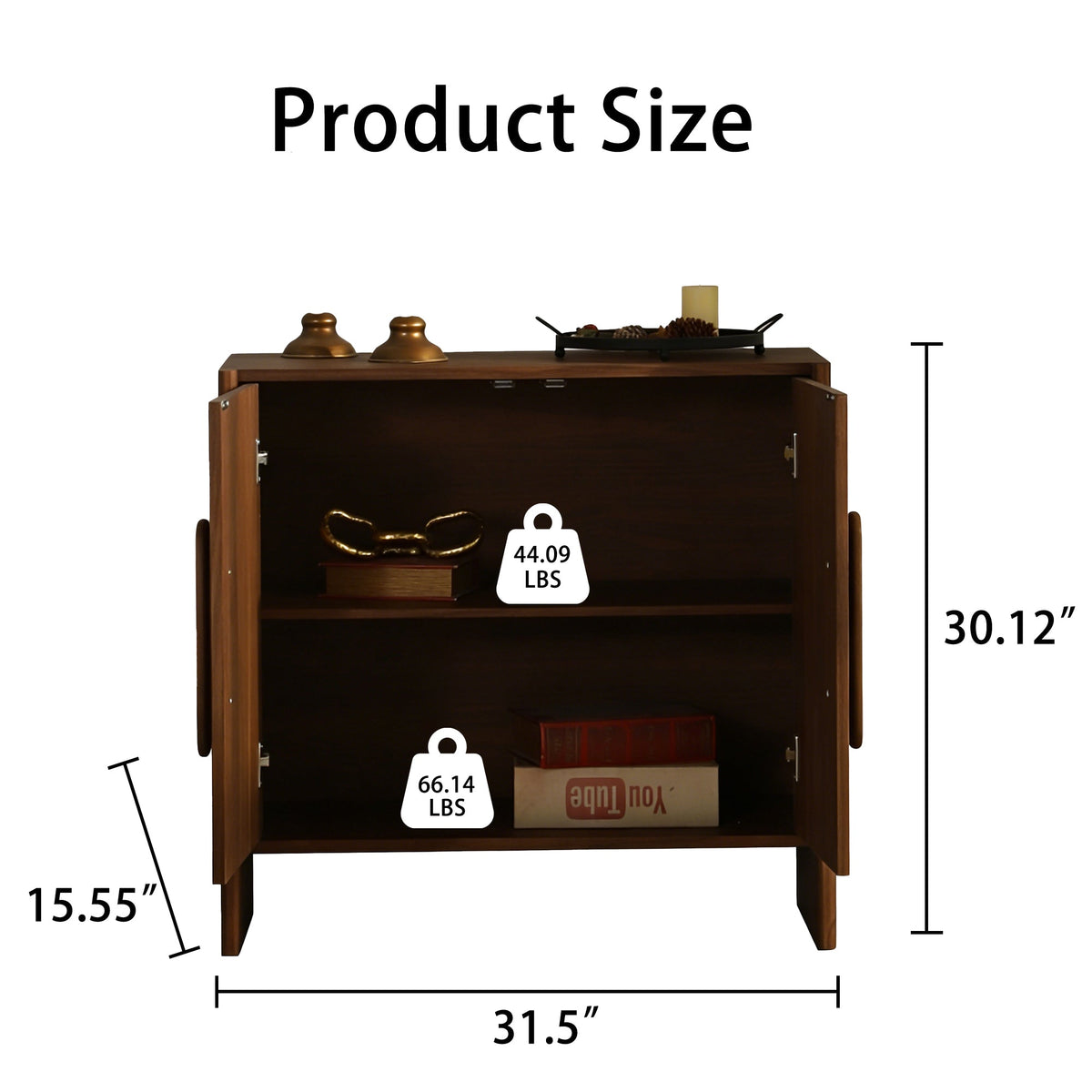 Sideboard Cabinet with Two Doors and an Adjustable Shelf in Walnut