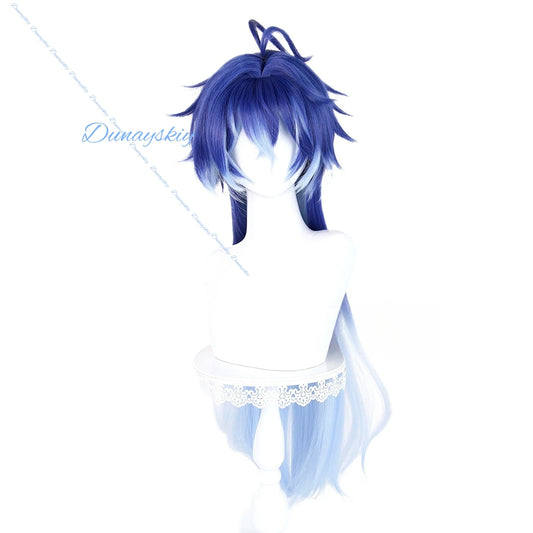 Game Genshin Impact Flins Cosplay Wig Long Blue Heat Resistant Synthesis Hair Halloween Carnival Party Wigs For Women Men