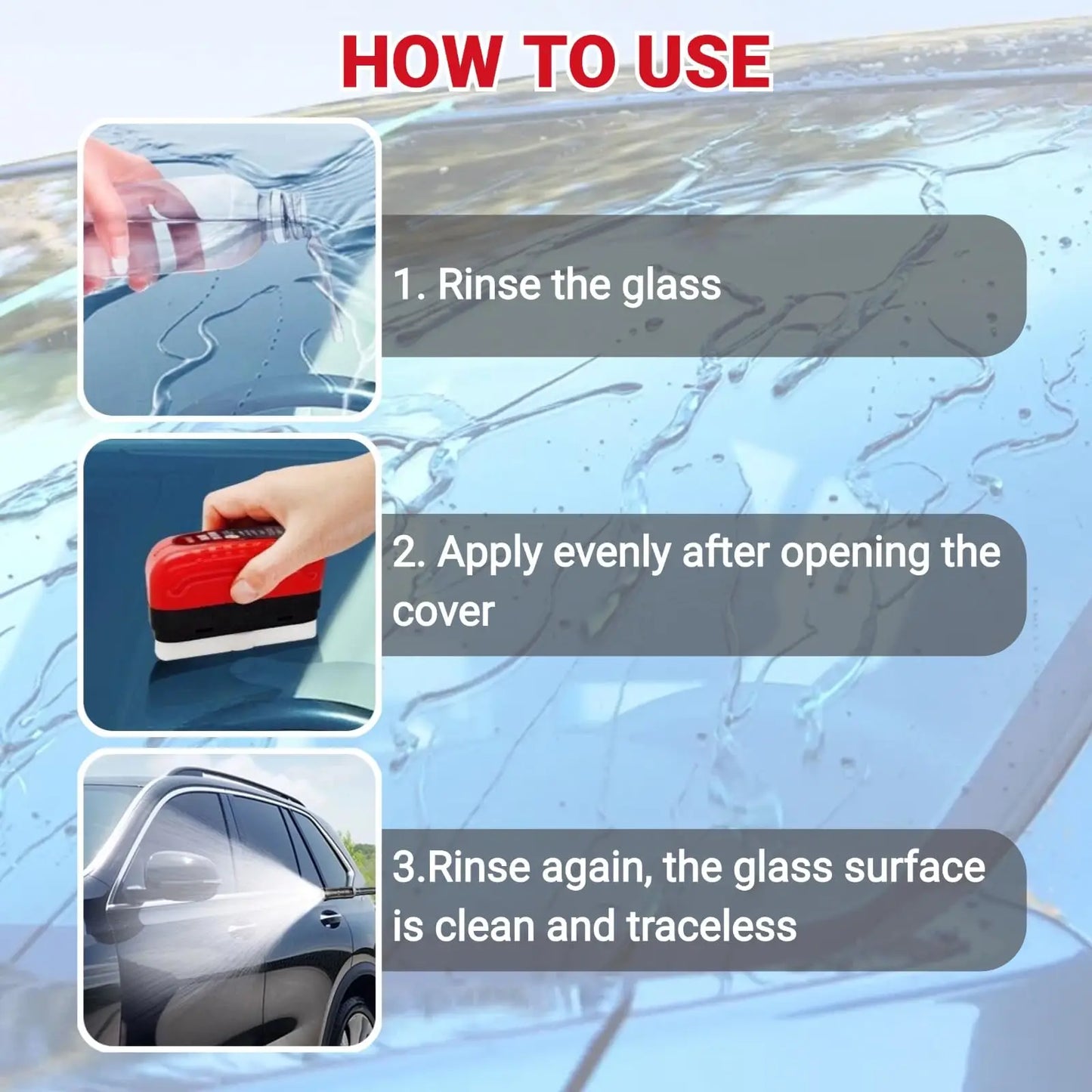 2 Pcs Automotive Oil Film Cleaning Brush, Glass Cleaning Board, 2025 New Glass Coating for Windshield, Strong Front Windshield R