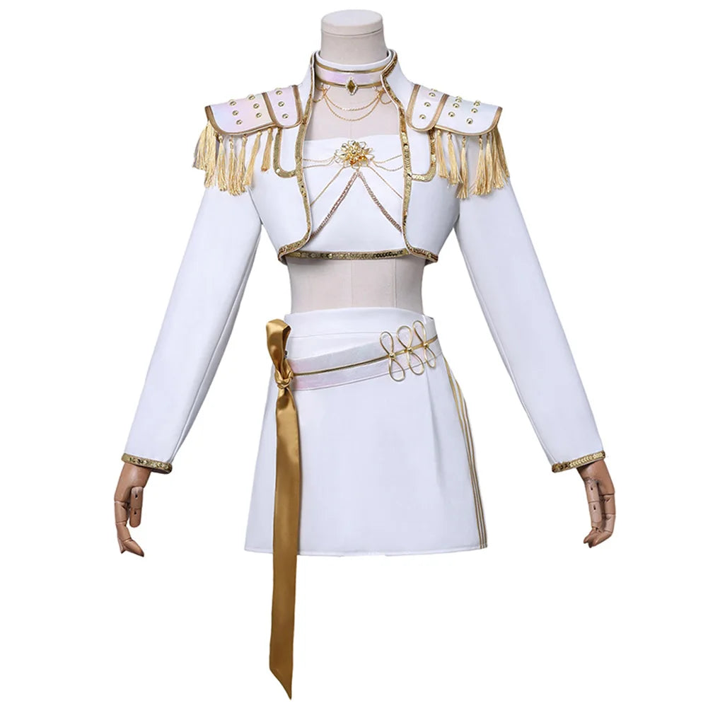 2025 Cartoon Demon Hunter of KPop Cosplay Mira White Top Skirt Clothing Wig Hallowmas Carnival Roleplay Suits Outfit For Women