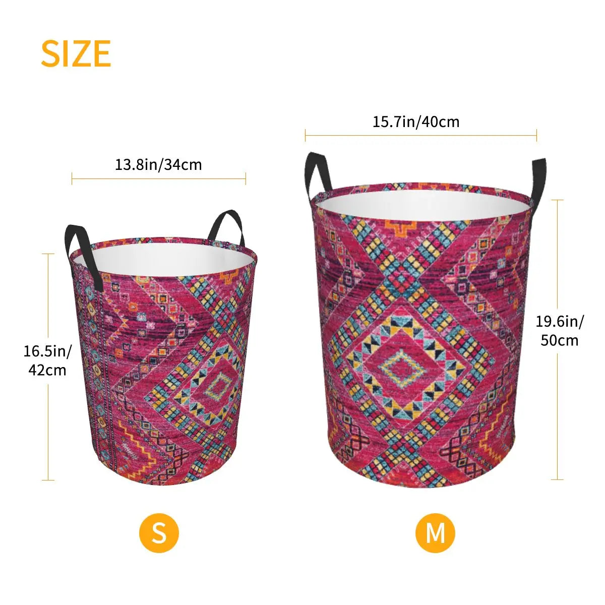 Pink Oriental Bohemian Moroccan Artwork Laundry Basket Foldable Bohemian Clothes Hamper for Baby Kids Toys Storage Bag