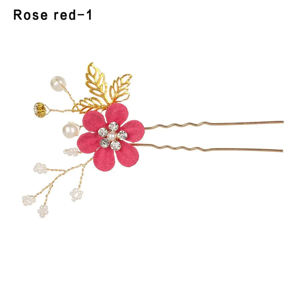 Flower Hair Comb Elegant Bridal Crystal Hair Ornaments Rustic Wedding Floral Women Flower Leaf Hair Comb Brides Hair Accessories