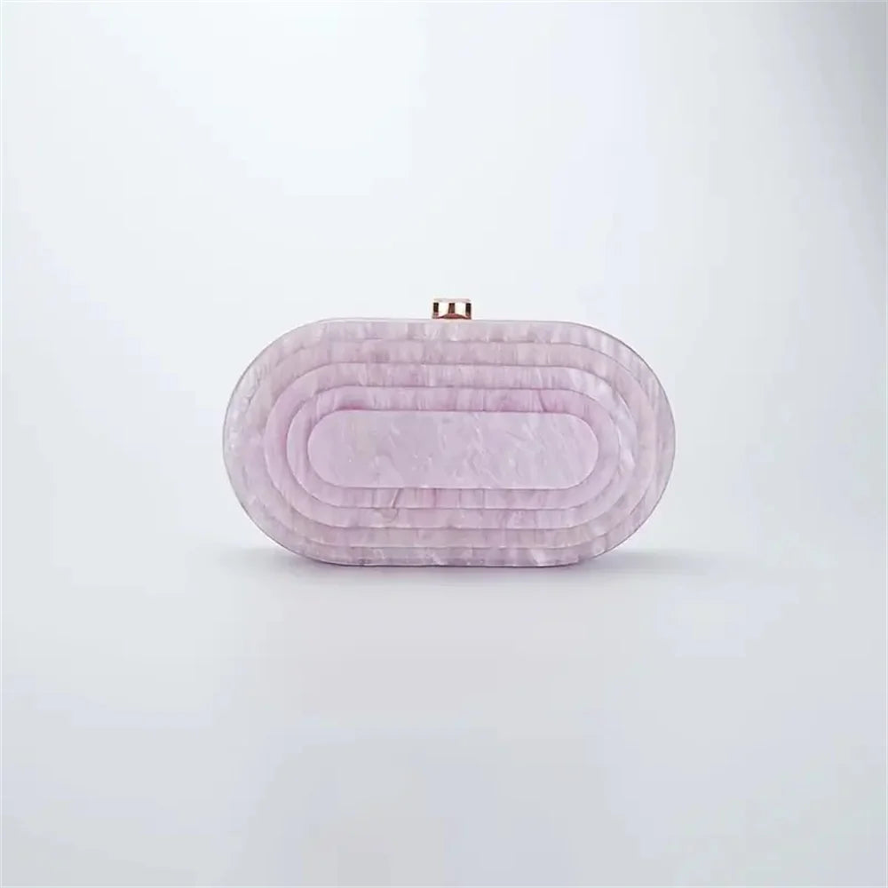 High Quality For Wedding Party Acrylic Box Evening Clutch Bags Women New Luxury Bride Rounded Rectangle Purses And Handbags