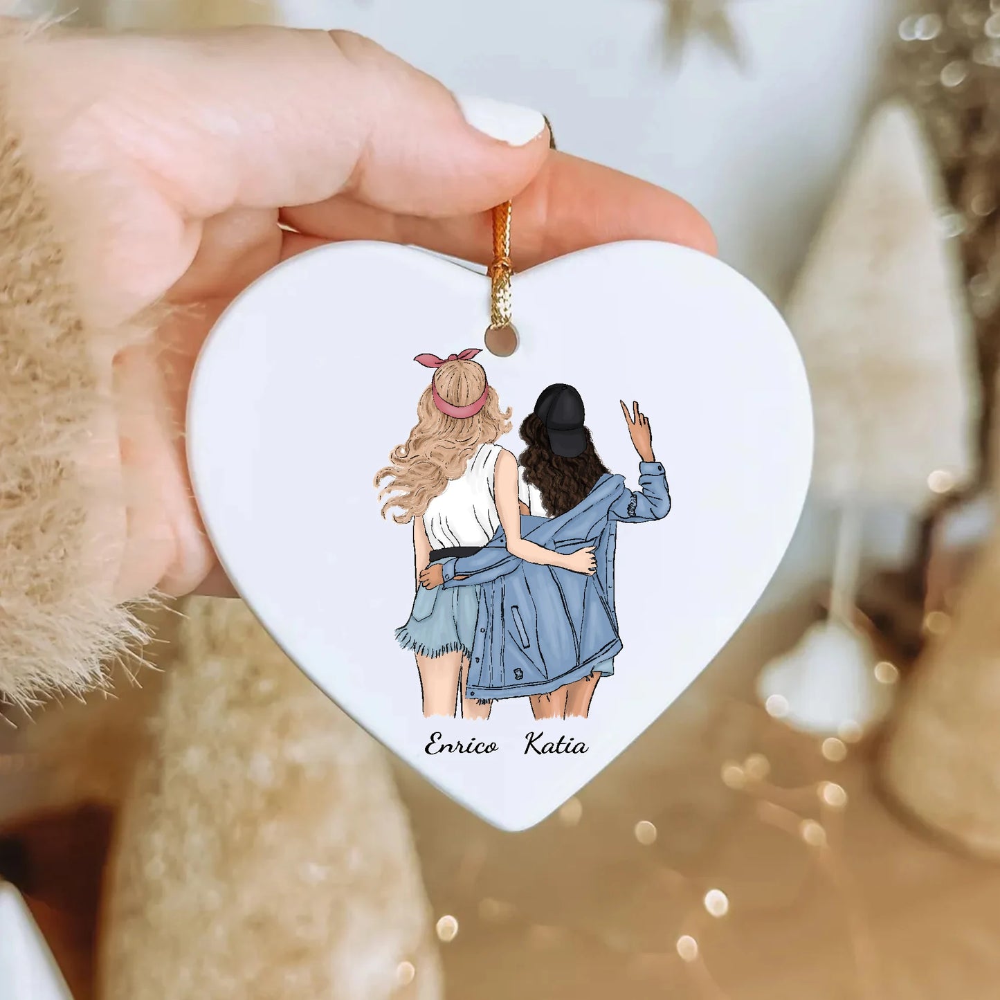 Custom Holiday Ornament Gift, Engagement Ceramic Christmas Ornament, Engagement Ornament, Couples Ornament, Personalized First C