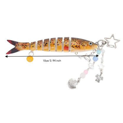 Funny ABS Fish Keychain Multi-Segmented 3.94in Fish Key Ring Lifelike Detail Creative Shape Fishing Lure Keychain For Bag