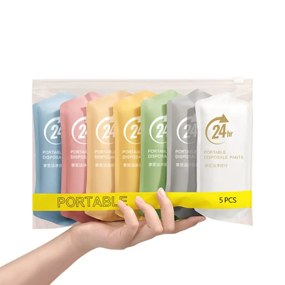 5Pcs Traceless Women's Disposable Panties Mid Waist Plus Size Stripe Seamless Briefs Cotton Crotch Lingerie Underwears for Women