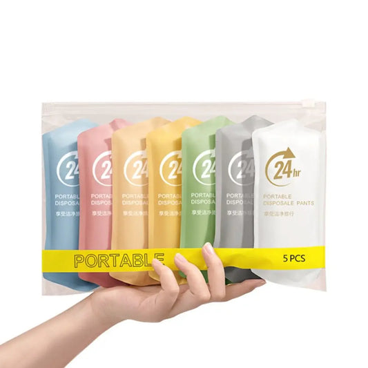 5Pcs Traceless Women's Disposable Panties Mid Waist Plus Size Stripe Seamless Briefs Cotton Crotch Lingerie Underwears for Women