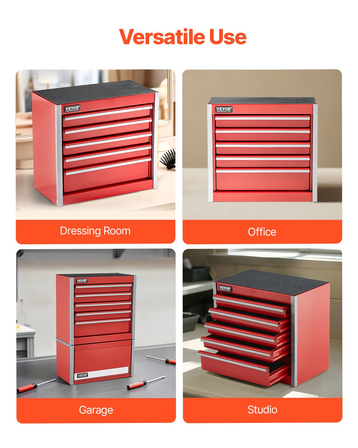 Metal Tool Box, 8.6-inch, Portable Metal Tool Box With 5 Drawers,