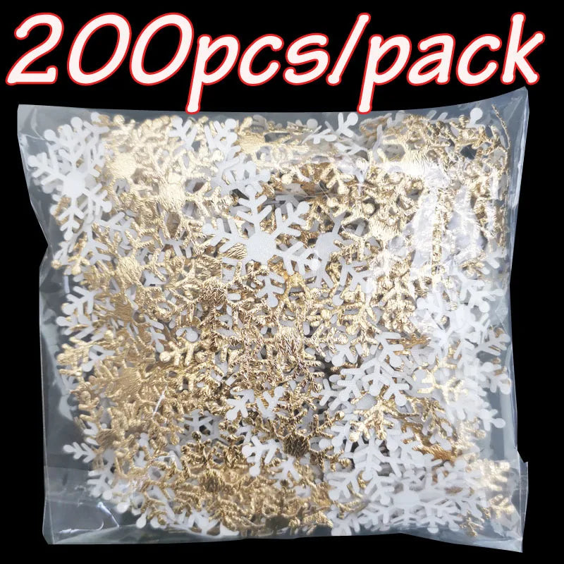 200pcs/lot 3CM Christmas Snowflakes Confetti Artificial Snow Xmas Tree Ornaments Decorations For Home Party Wedding Decor