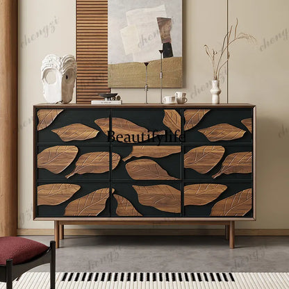 Medieval solid wood porch cabinet French decorative cabinet Modern living room simple retro creative storage cabinet