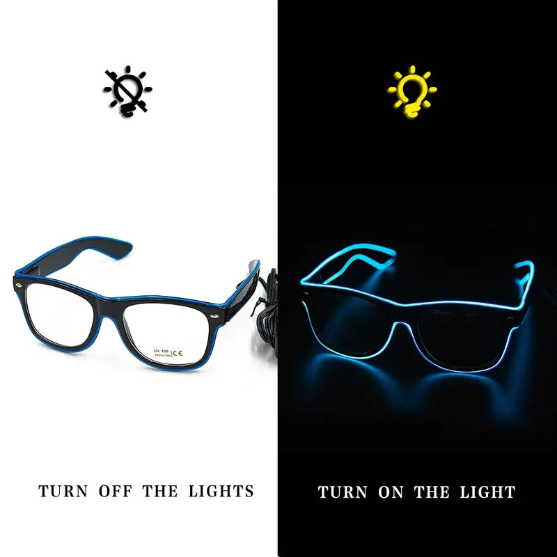 1PC Flashing EL Wire Led Glasses Luminous Party Decorative Lighting Classic Novelty Gift Bright LED Light Up Party SunGlasses