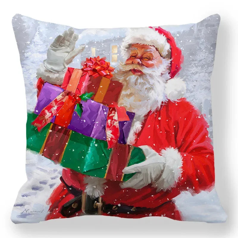 Christmas Decoration Pillowcase Santa Claus Snowman Deer Cushion Cover Home Sofa Chair