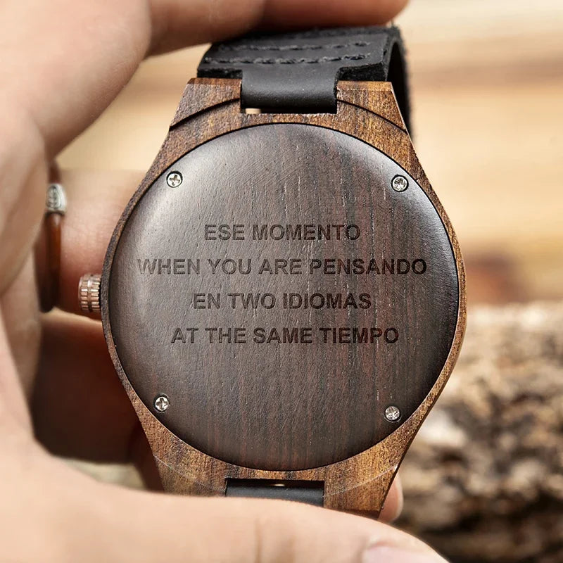 BOBO BIRD Ebony Wood Watch Customized Gift Quartz Movement Timepieces for Son Mom Dad Boyfriend Engraved Your Own Logo OEM