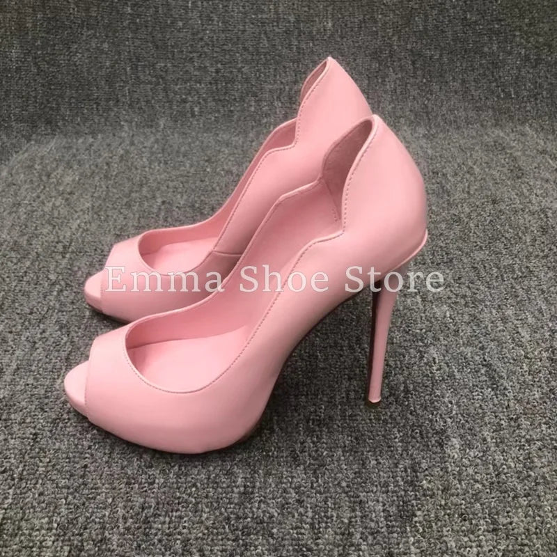 Pink Open Toe Stiletto Heel Women's Sandals Sweet Girl Dress Shoes Banquet 2025 Summer Platform Patent Leather Pumps Wedding