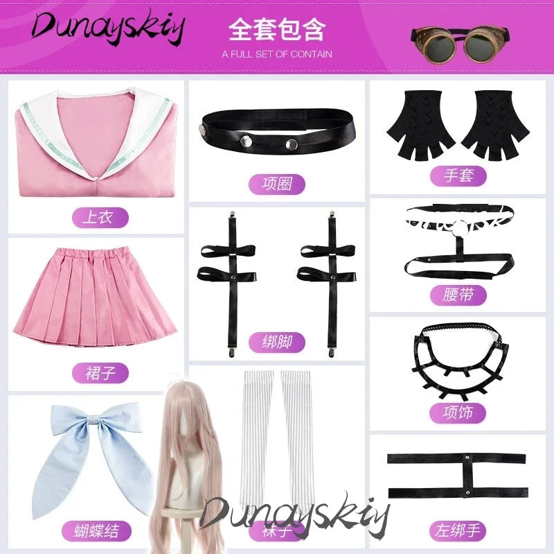 Miu Iruma Cosplay Costume with Wig Glasses Outfit Role Play Clothes Hair Prop For Christmas Halloween Customized