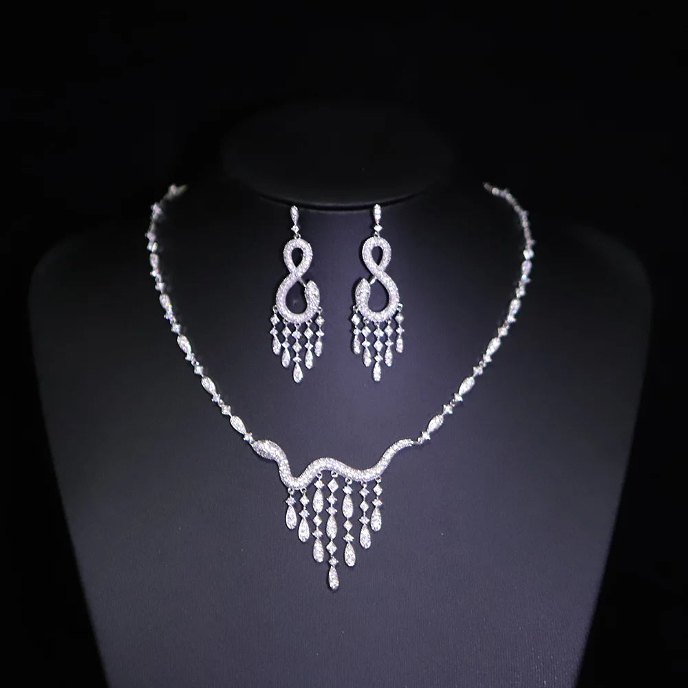 Simple cubic zirconia jewelry set for women, wedding jewelry for Saudi Arabian brides, exquisite accessories, high quality, 2 pi