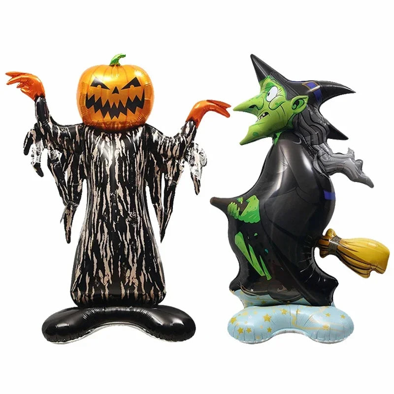 Halloween Decoration Balloon Pumpkin Pile Pumpkin Dead Tree Witch Scythe Grim Reaper Aluminum Balloon Halloween Party Decoration