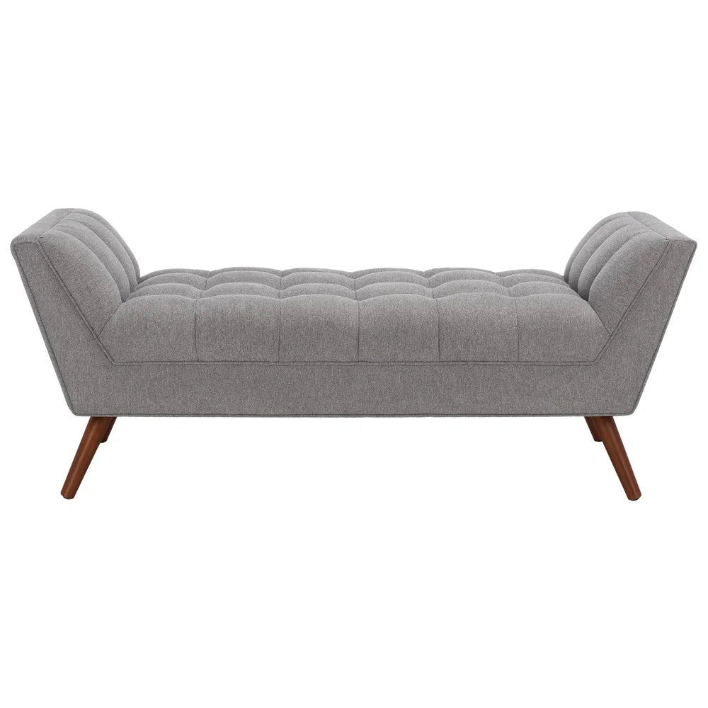 Contemporary Tufted Linen Bench Indoor Seating Durable Wood Frame Biscuit Tufted Light Grey Upholstered Seat Assembly Required
