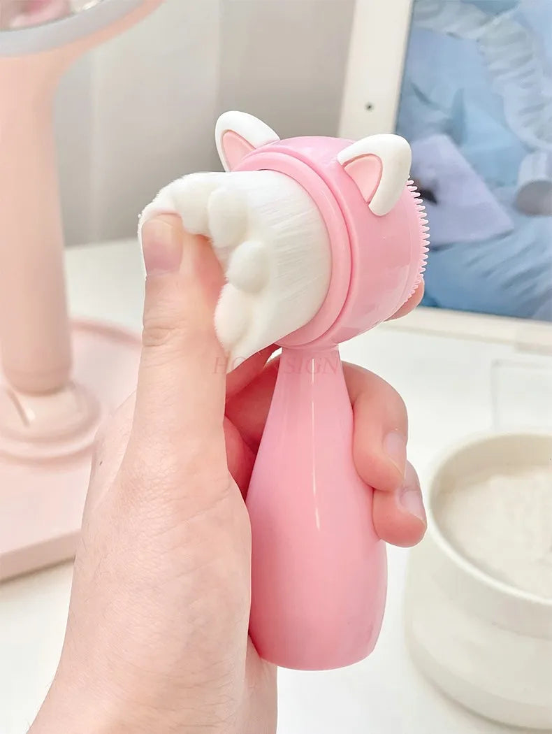 Portable face wash brush, silicone brush, facial cleanser, foam maker, cute cat claw cleaning brush