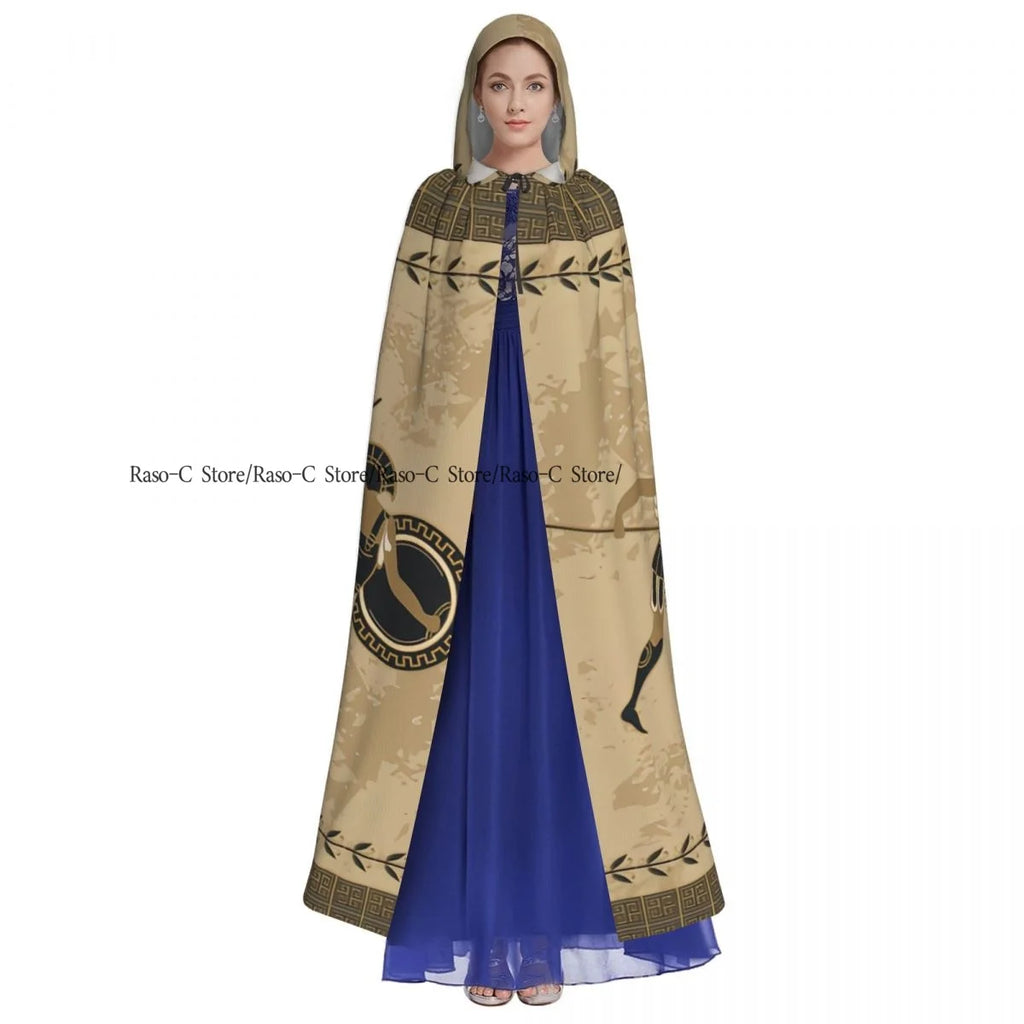 Unisex Adult Ancient Greek Fighting People Cloak with Hood Long Witch Costume Cosplay