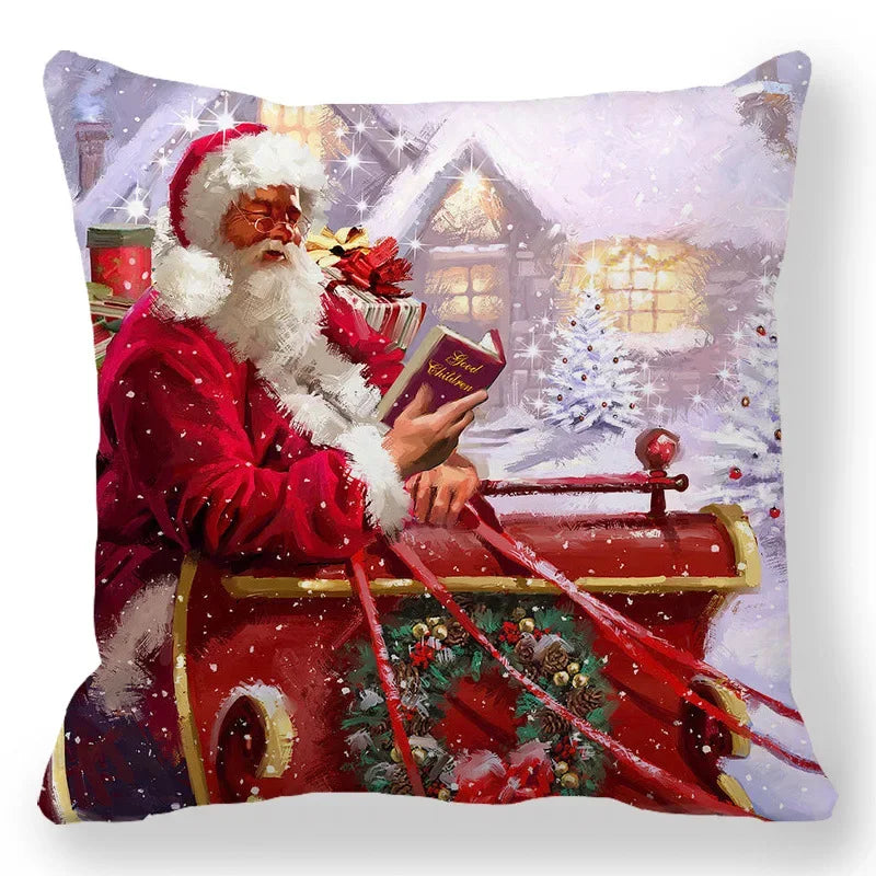 Christmas Decoration Pillowcase Santa Claus Snowman Deer Cushion Cover Home Sofa Chair