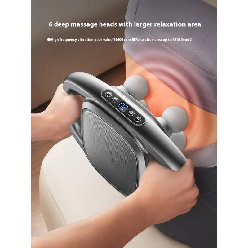 Six-Head Fascia Gun Muscle Relaxation LCD Smart High-Frequency Variable Speed Vibration Electric Fascia Gun