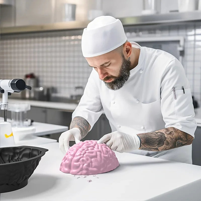 1PC Halloween Silicone Brain Shape Mold For Diy Ice Cubes Puddings Chocolates Cakes Halloween Christmas Festival Party