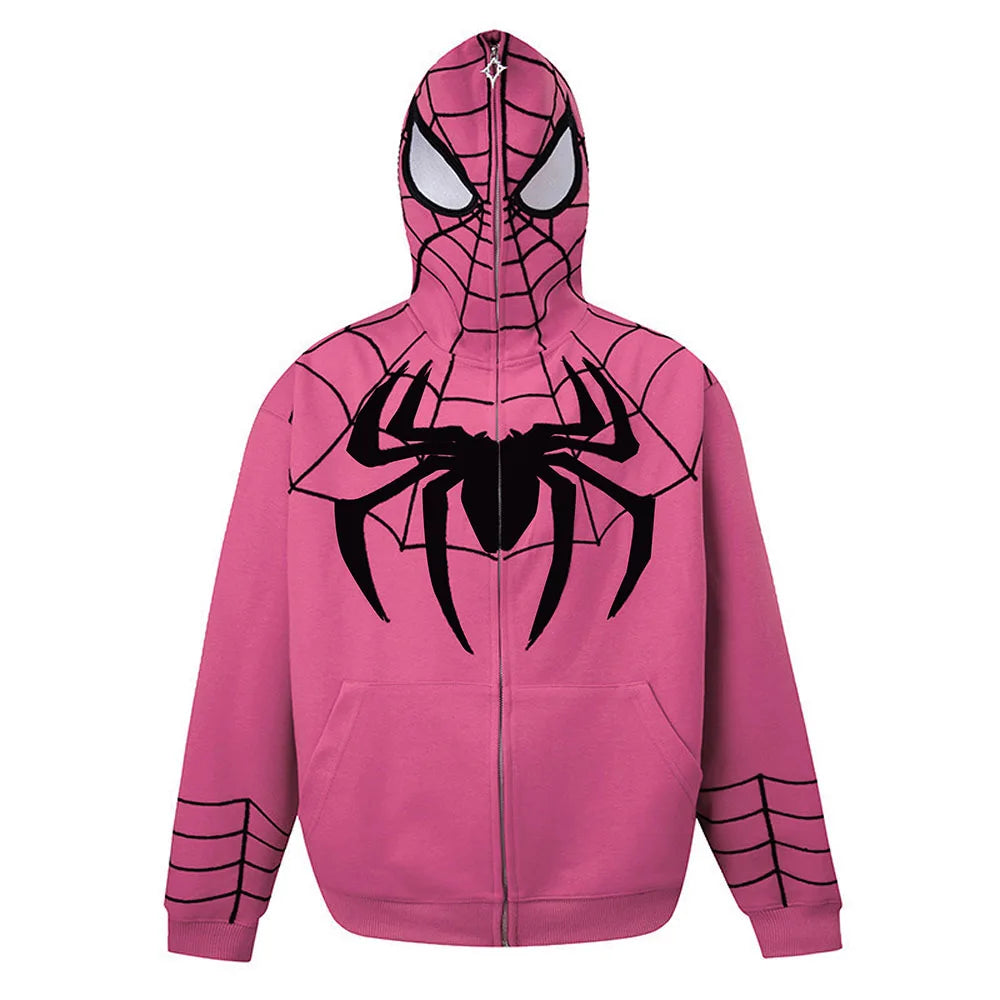 Spiderman Full Zip Up Hoodies 3D Print Superhero Men Women Avengers Cosplay Costume Y2k Gothic Hooded Sweatshirt Jackets