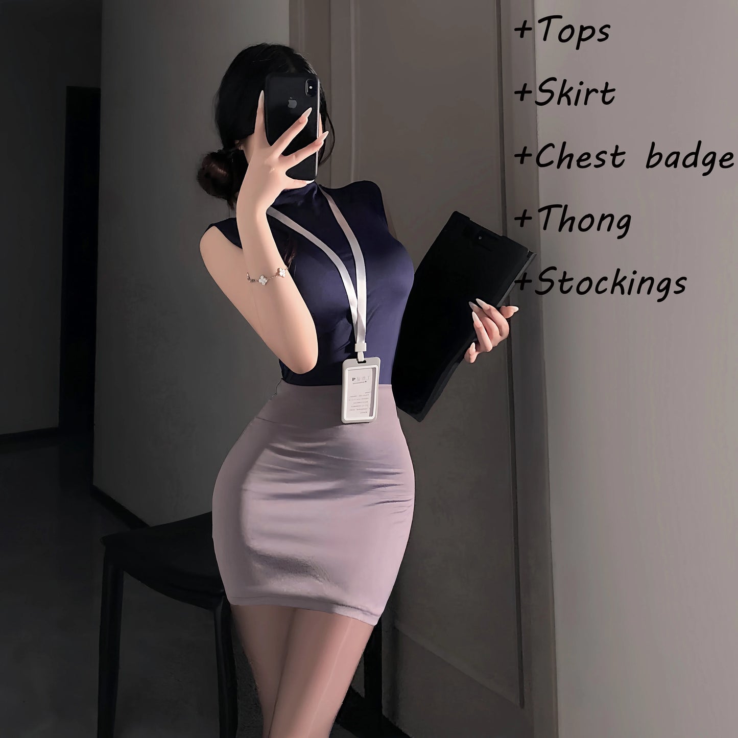 Cosplay Costumes Sexy Office Lady Erotic Lingerie Hip Wrap Skirt Women's Secretary Roleplay Uniform Temptation Mini Dress