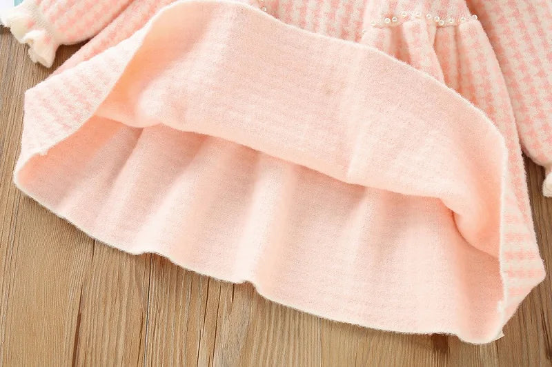 Autumn and winter baby clothes 2-6 years old fashionable knitted long-sleeved warm sweater girl dress