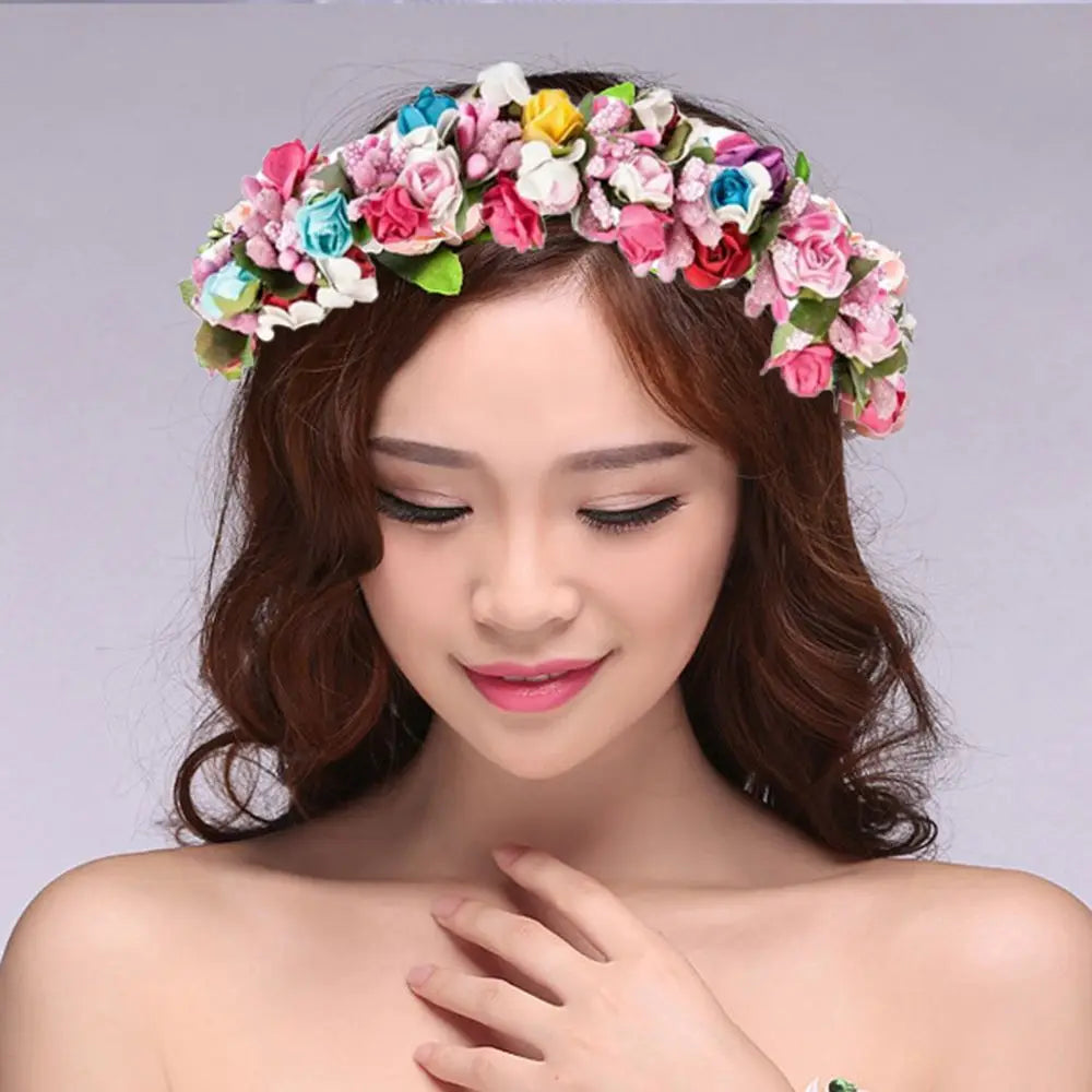 Princess Headpiece Wreath Flower Garland Floral Headband Party Wedding Festival Decor Bride Headband