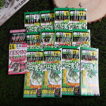 1 Pack Lunker Sabiki Rigs Hooks Saltwater Fishing Lures Luminous Glow Flash Fish Skin Sea Bait Mackerel Pesca Tackle