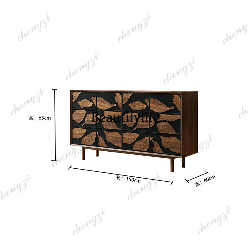Medieval solid wood porch cabinet French decorative cabinet Modern living room simple retro creative storage cabinet