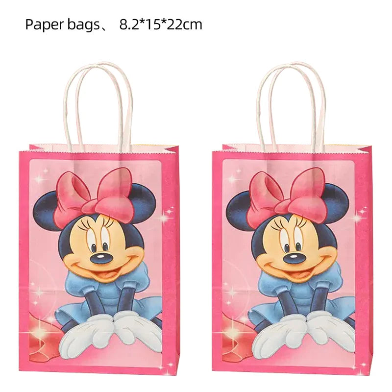 21*15*8cm Disney Mickey Mouse Paper Gift Bag Festival With Handles Baby Shower Candy Bags Kids Minnie Birthday Party Supplies ﻿