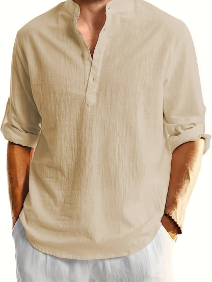 Men's Casual Fashion Long Sleeve Linen Shirt Stylish Comfortable Breathable Men's Clothing
