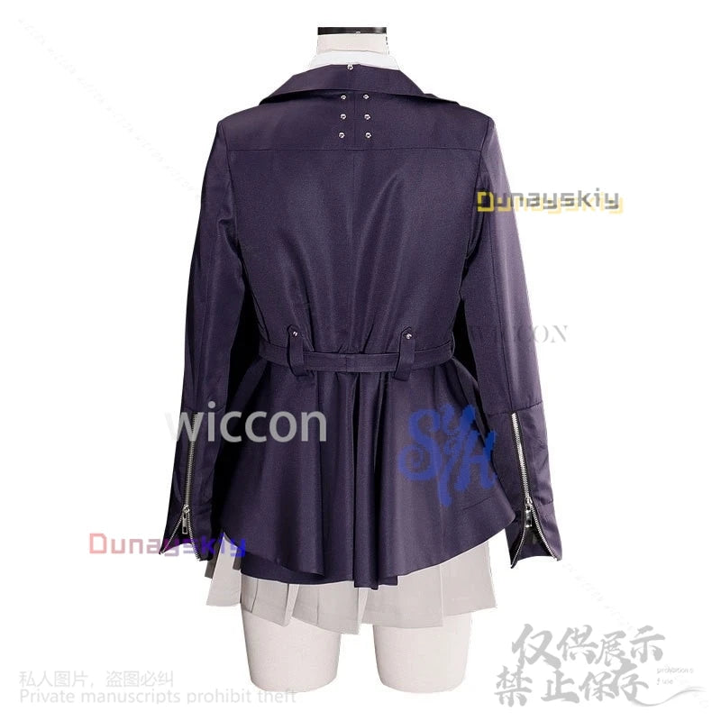 Kirifuji Nozomi Cosplay Game The Hundred Anime Costume Purple Pu Punk Coat Jk Kawaii Uniform Dress Lovely Japanese Girls Lolita