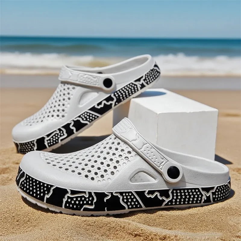 Grey Clogs Shoes Man Slides Plus Size 41-46 Comfortable Eva Garden Sandals For Man New Summer Beach Shoes Men chaussure hommes