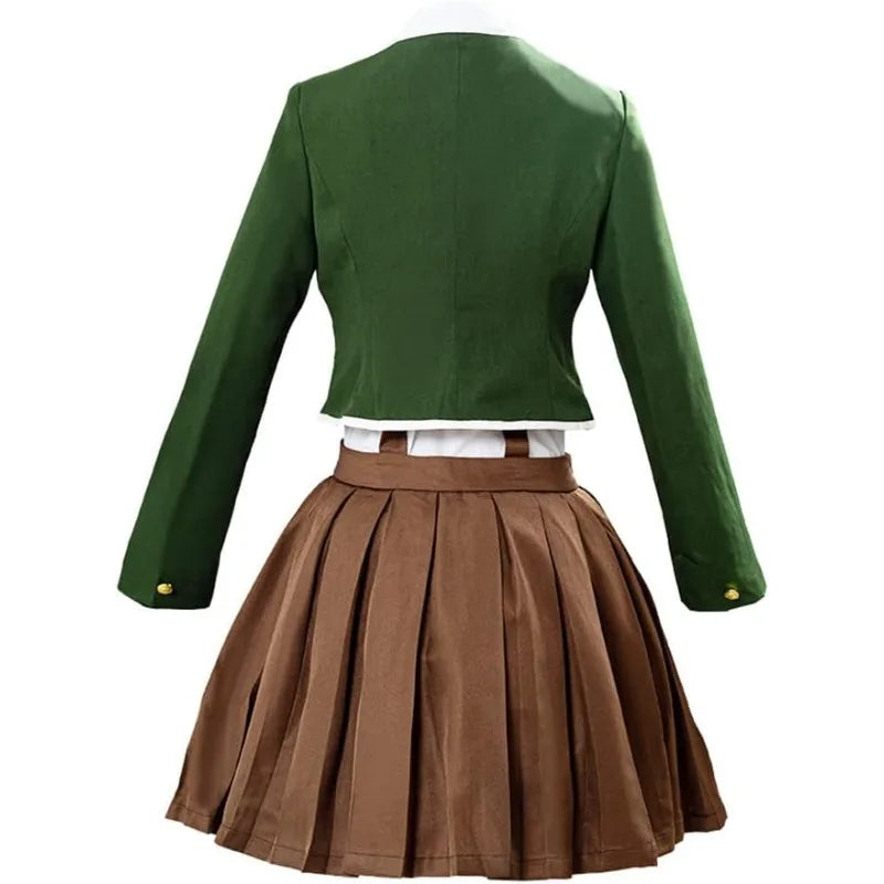 Anime Chihiro Fujisaki Cosplay Costume White Shirt Brown Skirt JK Green Coat Full Set for Women Wig Role Play Outfit Theme Party