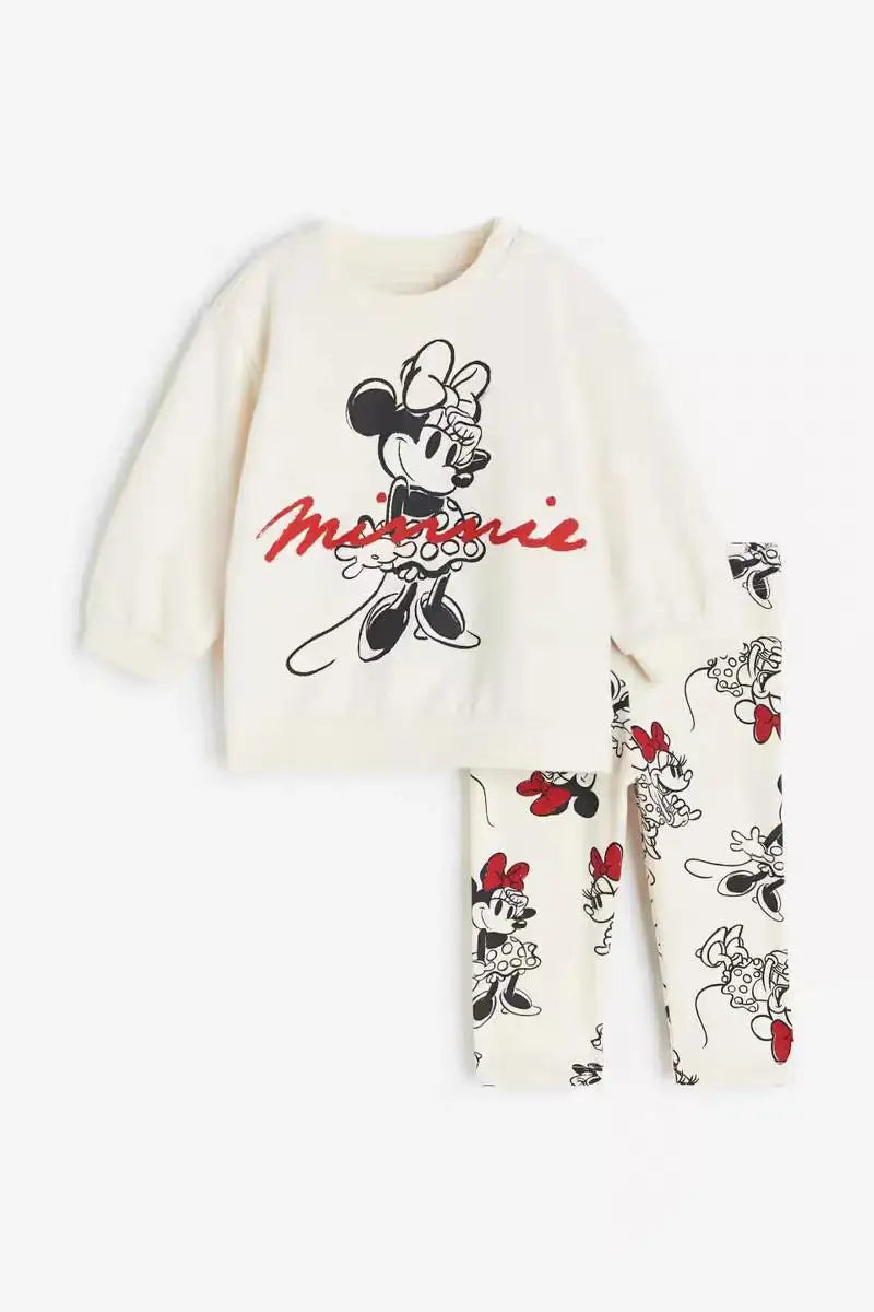 Brand Autumn Clothes Baby Casual Long-sleeved Outfits Cartoon Sweatshirt Solid Color Leggings New Cute Hoodies+Pants 2Piece/Set
