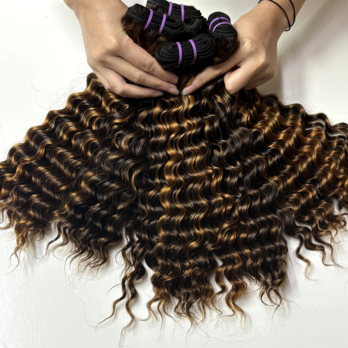 14inch Raw Vietnamese Unprocessed P4/30 Highlight Deep Wave Hair Bundles 16A 100% Human Hair Weave Extensions for Women