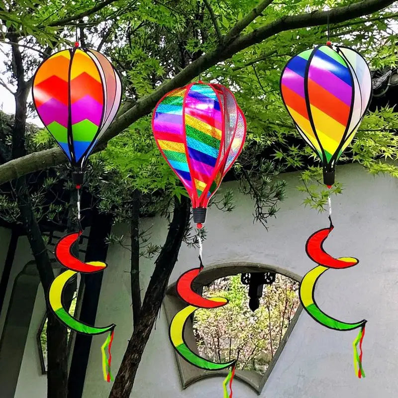Balloon Wind Spinner 3X Hot Air Balloon Windmill Windsock Ornament Outdoor Decoration For Yard Garden Patio Fences Tree Birthday