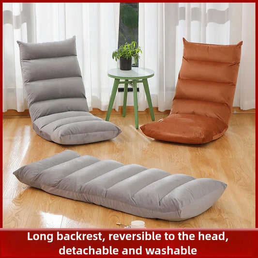 Foldable Floor Sofa Portable Lazy Chair Thickened Backrest Tatami Meditation Seat Single Floor Recliner for Home Bedroom Camping