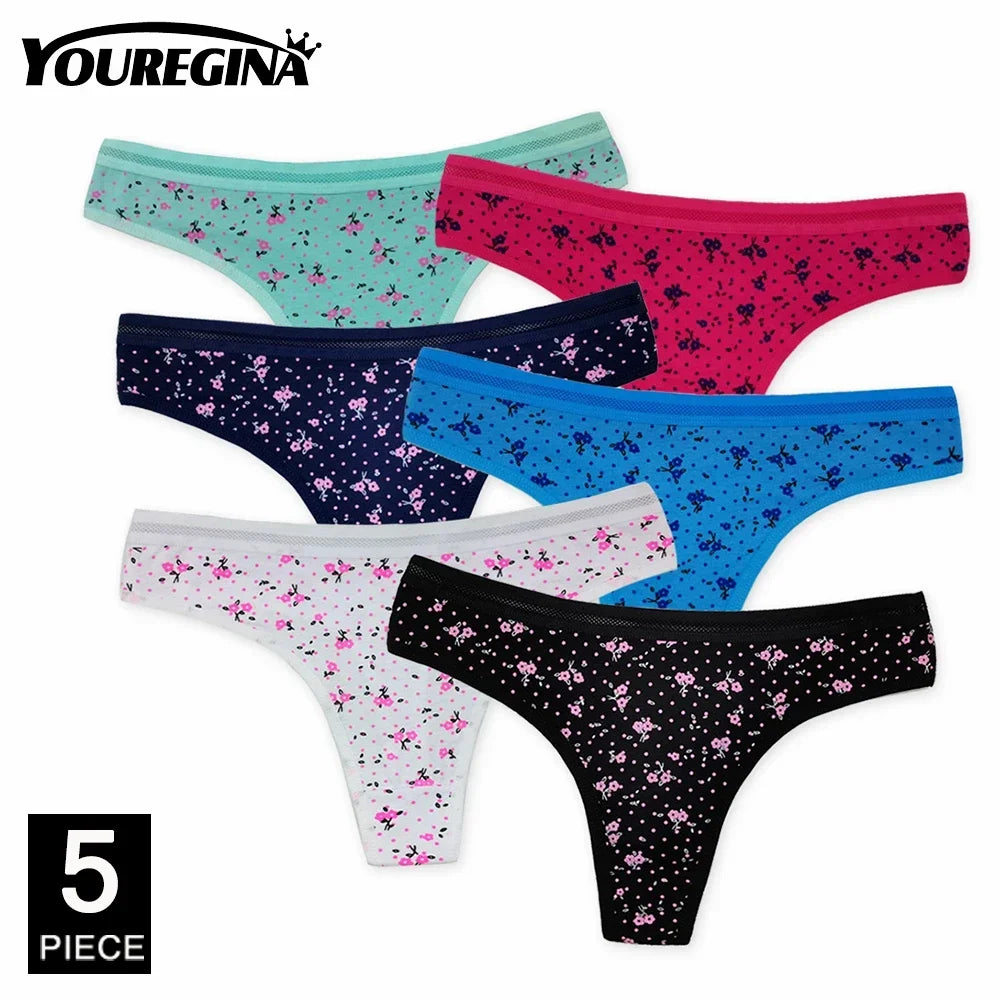 Ladies Cotton Thongs Panties Women Culottes Sexy G Strings Female Underwear Lingerie Comfort Soft Low Rise Tangas 5 pcs/lot