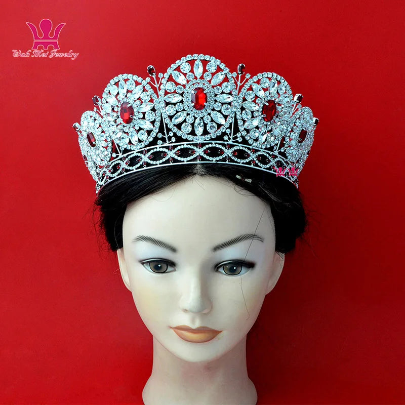 Hairdressing adjustable heads made by high-end rear crown, red stone hand made of red hair, Miss Global Beauty Pageant