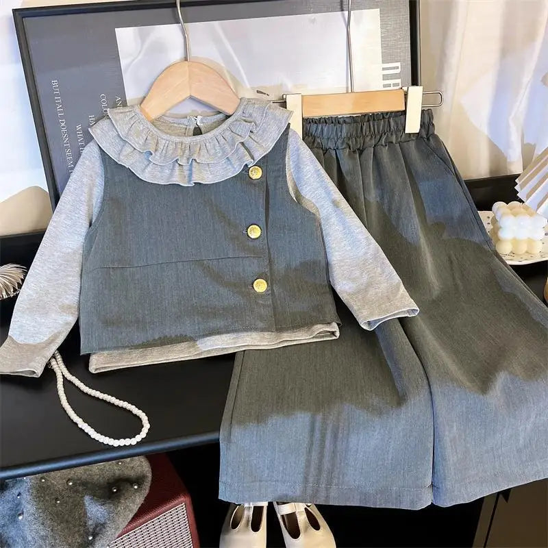 Girls Clothes Sets Spring Autumn 2025 Children Vest Cute T-shirts Pants 3pcs Fashion Suit For Baby School Outfits Kids Tracksuit