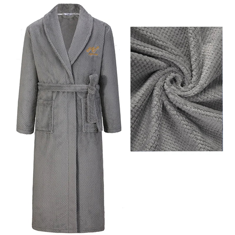 Winter New Couple Sleepwear Bathrobe Male Coral Fleece Yukata Nightwear Sexy Women's Home Clothes Flannel Absorbent Lingerie 3XL