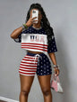 2026 New Short-Sleeve T-Shirt Set Crew Neck Casual Retro Print Hip-Hop Trend Crop Top Two-Piece Set Outdoor Sports Set